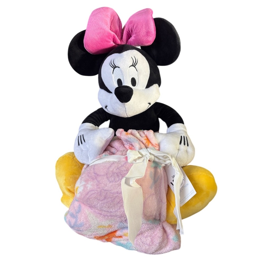 Disney Minnie Mouse Throw Blanket & Plush 19" Naptime Bedtime Buddy GIFT Set NWT